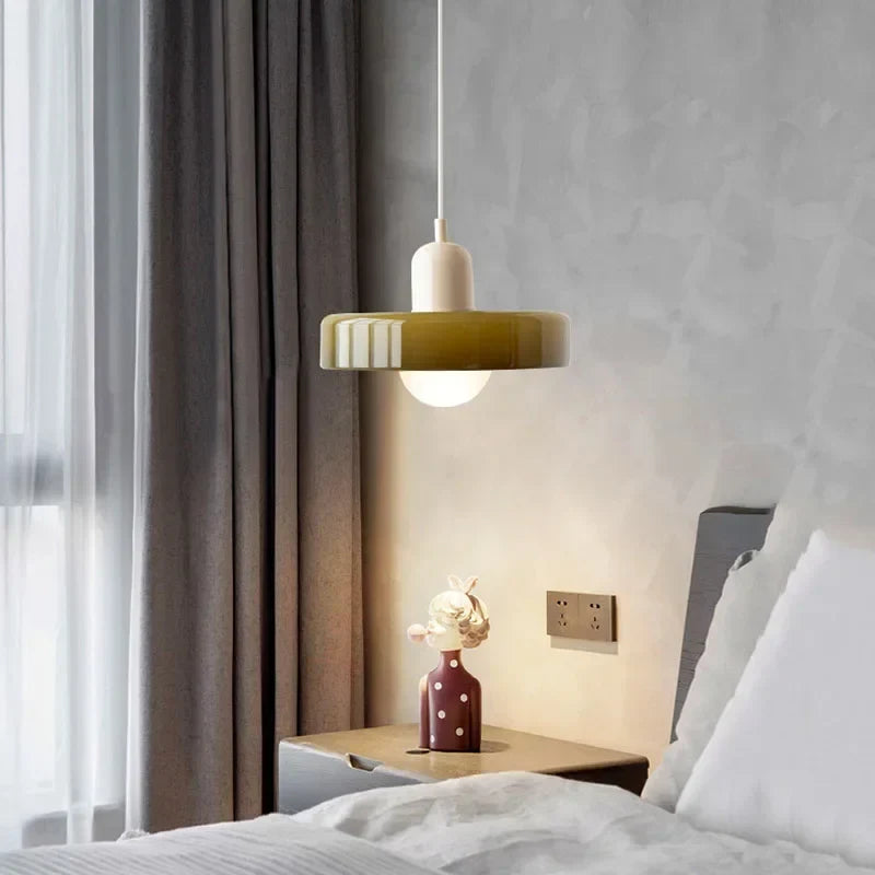 Tinted Glass Pendant Light – Contemporary Hanging Fixture with Colorful Accents for Dining Room & Bedroom | Thomler