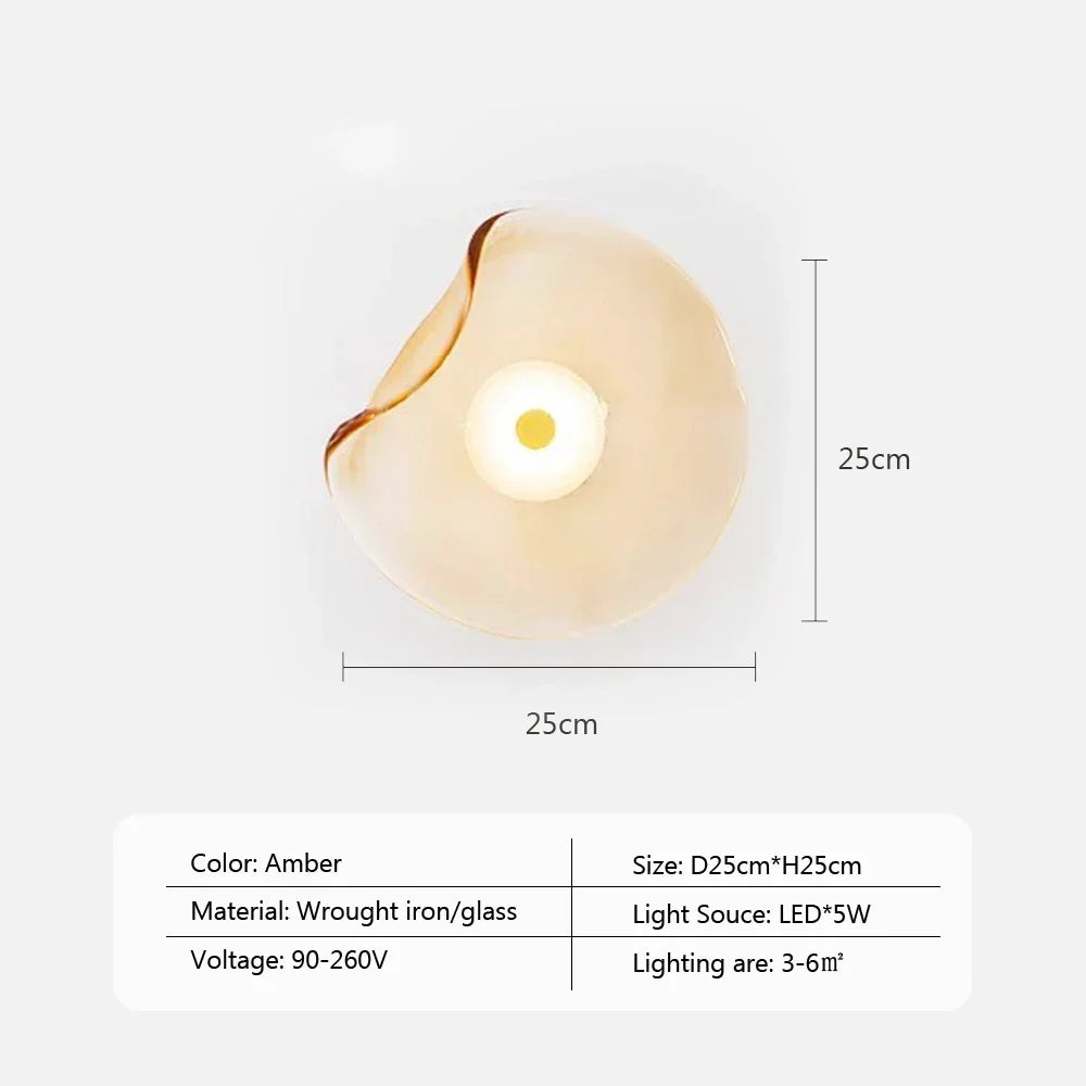 Modern Glass Wall Sconce LED Light Gray Blue Amber Finish for Bedroom Bathroom Kitchen Foyer Hallway Contemporary Lighting Fixture | Thomler