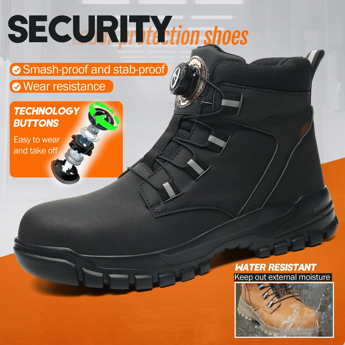 Waterproof Work Boots for Men – Reinforced Safety Toe Cap Anti-Puncture Protection Construction Footwear Industrial Ankle Boots | Thomler