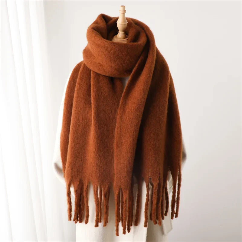 Soft Cashmere-Feel Fringe Scarf for Women – Extra Long Plaid Wrap for Fall & Winter | Thomler