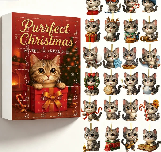 Canine Countdown Calendar – 24 Acrylic Dog Breed Ornaments for Christmas Tree Decoration & Holiday Keepsakes, Reusable December Advent | Thomler