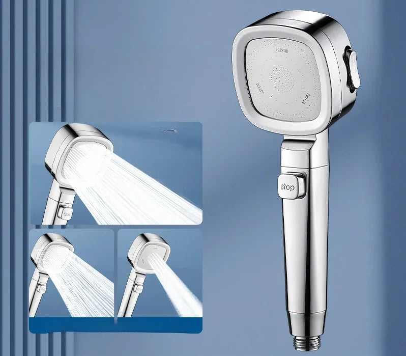 Handheld Spray Nozzle with Pause Button – 3 Spray Patterns, Universal Mount, ABS Body – For Low-Pressure Bathroom & Pet Washing | Thomler