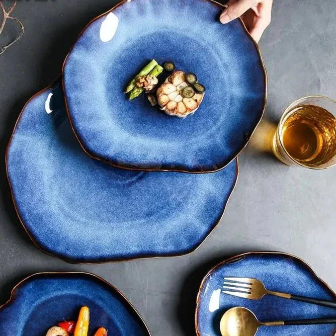 Dinnerware Set Bone China 10.5 in Unique Color Handcrafted Plates for Dining Entertaining Tableware Collection | Thomler