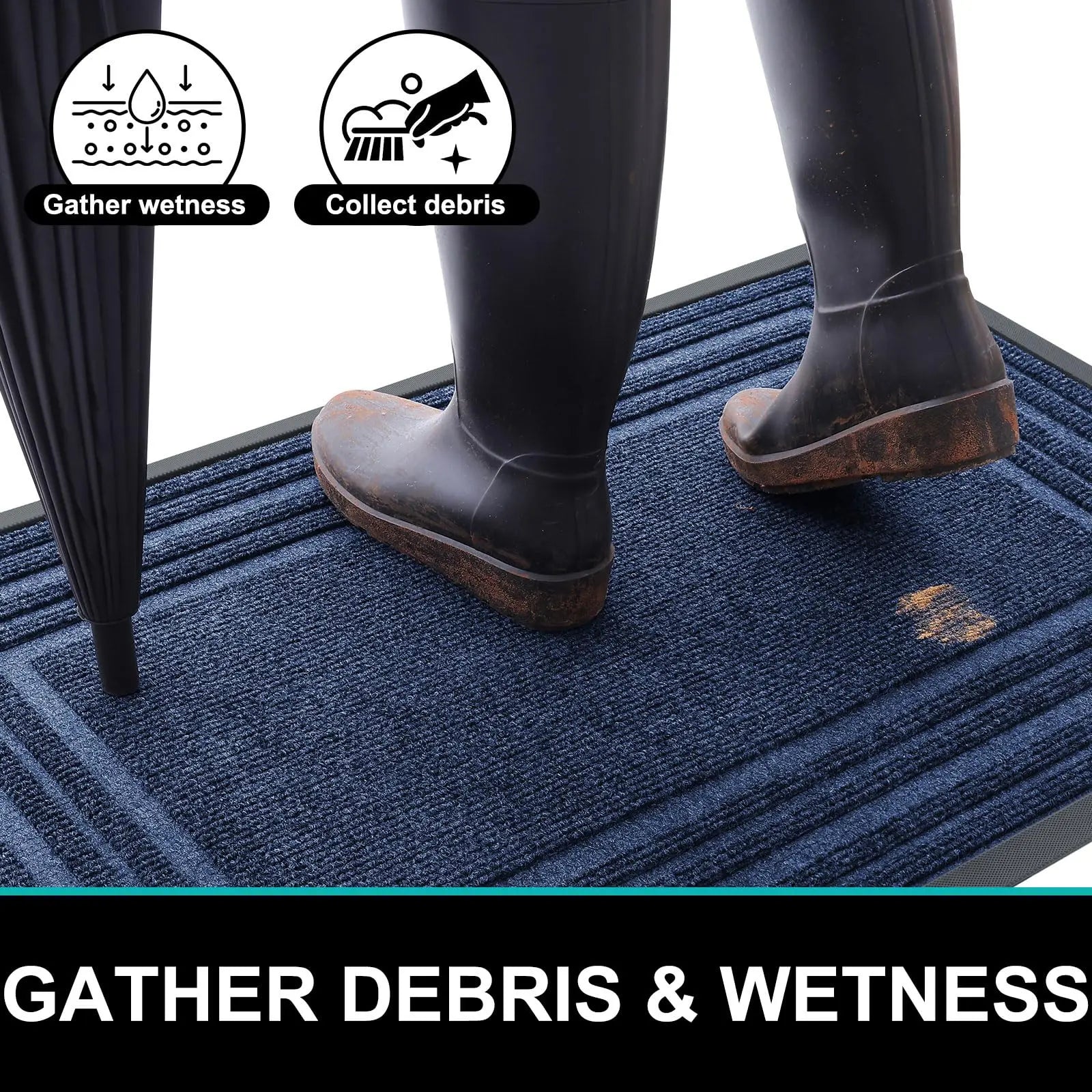 Doormat Rubber Low Profile Indoor Outdoor Entrance Hallway Patio Non Slip Dirt Trapping Weather Resistant Floor Mat | Thomler