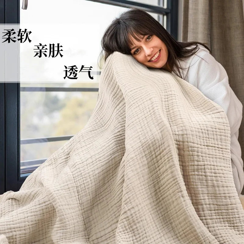 Soft Muslin Blanket 100% Cotton 6-Layer Breathable Throw for Couch Bed Travel Lightweight All Season Comfort Blanket Foldable | Thomler