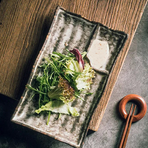 Ceramic Sushi Plate 9 in x 5 in Handmade Dining Set White Porcelain Serving Dish Elegant Tableware | Thomler