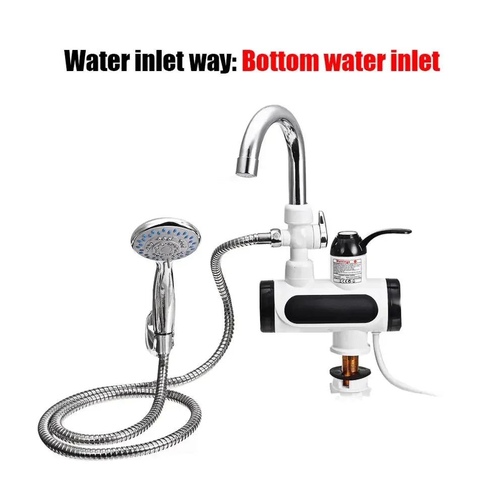 Instant Hot Water Electric Kitchen Faucet 3000W Tankless Tap for Sink 86-140°F Dual-Handle Cold & Heated Water Dispenser Fast Heating Stainl | Thomler