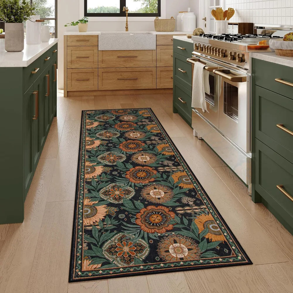 Geometric Print Runner Rug for Hallways – Slip-Resistant Extra Long Entryway Floor Mat | Thomler