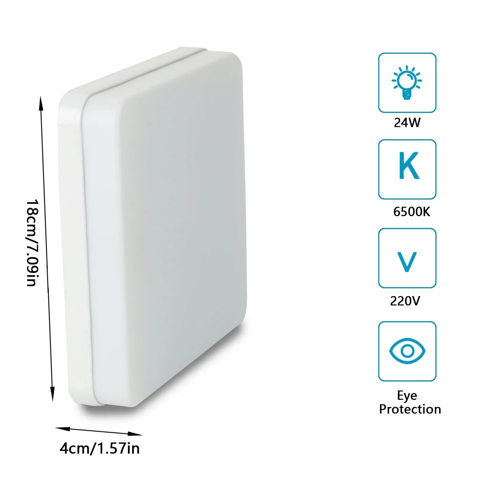 Ceiling Light ABS 48W Cool White Bathroom Kitchen Hallway Square LED Flush Mount Damp Area Lighting 5400LM | Thomler