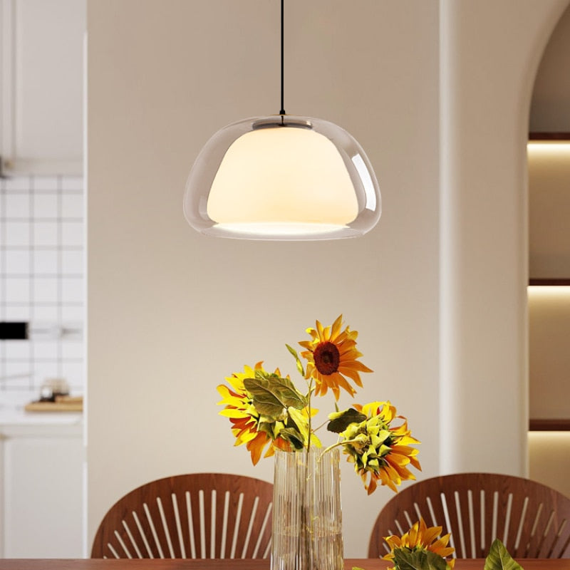 Translucent Globe Hanging Light Fixture Glass Dome Ceiling Lamp for Kitchen Island Dining Room Bedroom Modern | Thomler