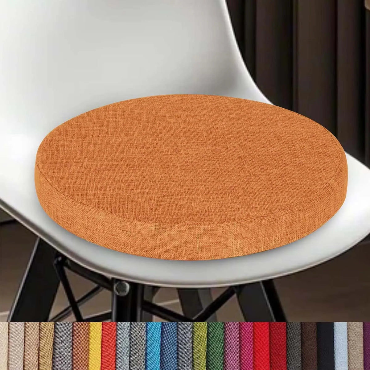 Round Seat Pad with Zipper – Machine-Washable Cotton-Blend Stool Cushion for Kitchen, Dining, Bar & Office Chairs | Thomler