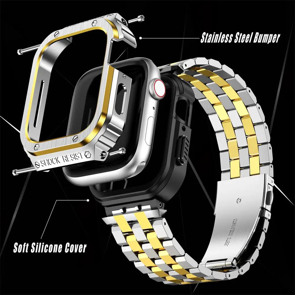 Hardened Steel Wristband & Screen-Guard Housing for 49mm Apple Watch Ultra 1–4 – Precision-Fit Metal Armor System | Thomler