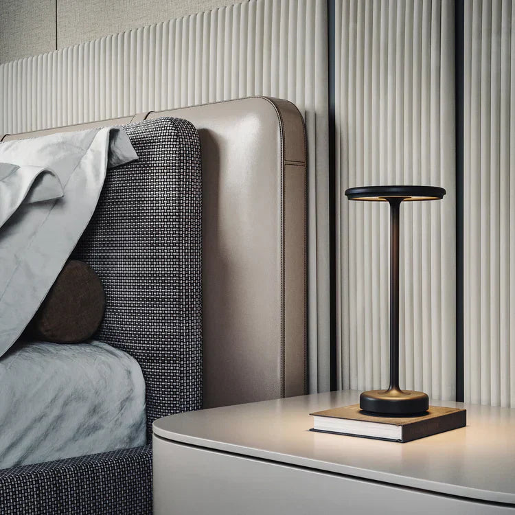 Table Lamp Aluminum 11.2 in Wireless Rechargeable Bedroom Desk Dimmable Touch Portable Ambient Lighting | Thomler