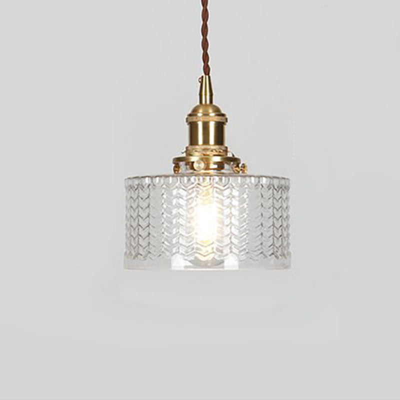 Pendant Light Glass Copper 6 in Clear Modern Hallway Living Room Bedroom LED Incandescent Fluorescent Hardwired Fixture | Thomler