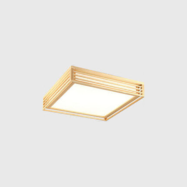 Flush Mount Ceiling Light Wood Acrylic 13.8 in LED Beige White Modern Bedroom Living Room Dining Room Lighting | Thomler