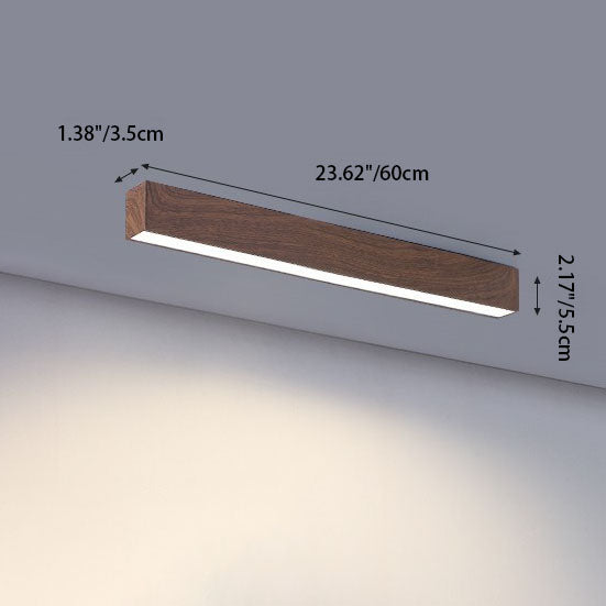Ceiling Light Wood LED 120.0 cm Flush Mount Living Room Bedroom Linear Lamp Japandi Scandinavian Modern Lighting | Thomler