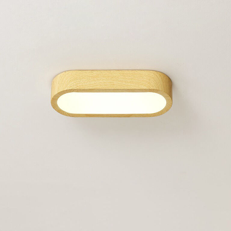LED Wood Grain Ceiling Light Flush Mount – Modern Round Low Profile Fixture for Bedroom Living Room – Hardwired 8W Acrylic Shade Walnut & | Thomler