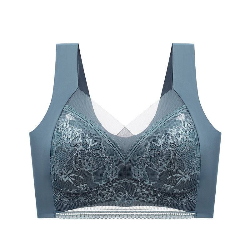 Wireless Push-Up Support Bra with Wide Straps & Lace Trim – Seamless Comfort for All-Day Wear | Thomler