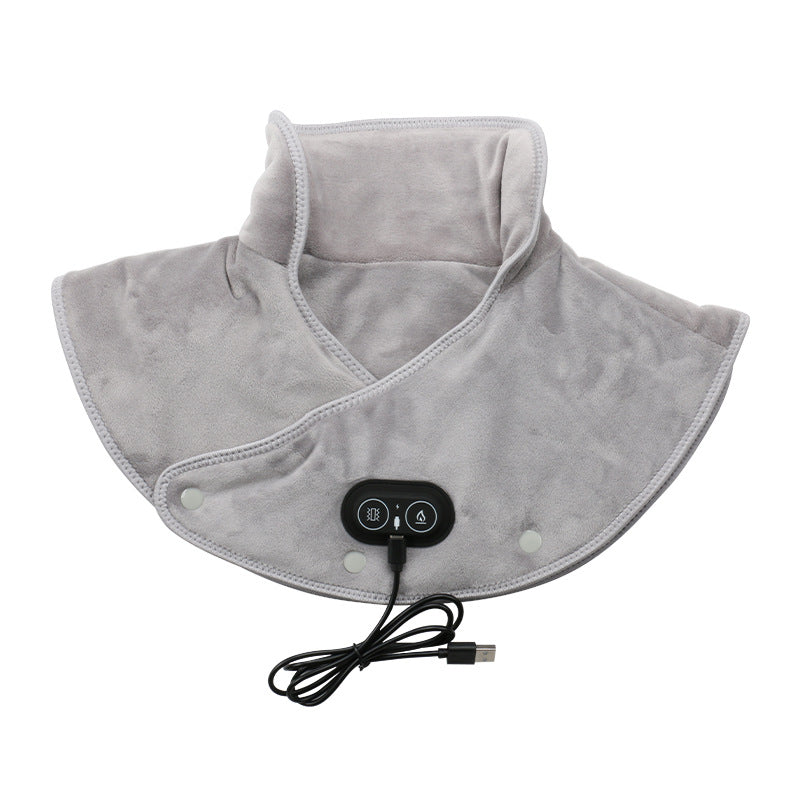 USB Heated Shoulder & Neck Wrap with Vibration Massage | 3 Temperature Settings for Home, Office & Travel Pain Relief | Thomler