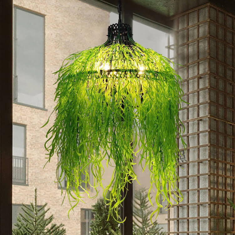 Chandelier Iron With 19.7 in Green Purple Modern Hallway Living Room Bedroom Lighting Fixture 3-Light | Thomler