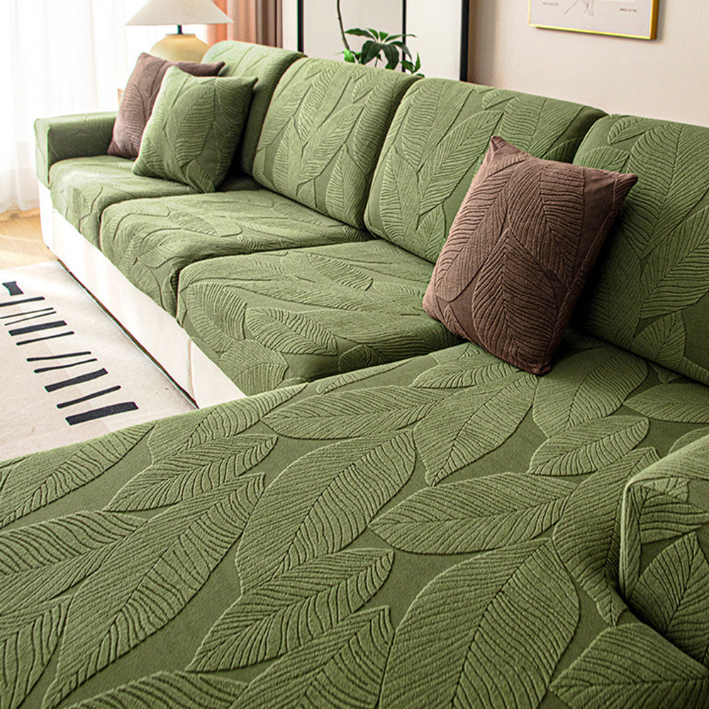 Stretch Velvet Couch Slipcover with Botanical Print – Stain-Proof & Pet-Friendly | Thomler