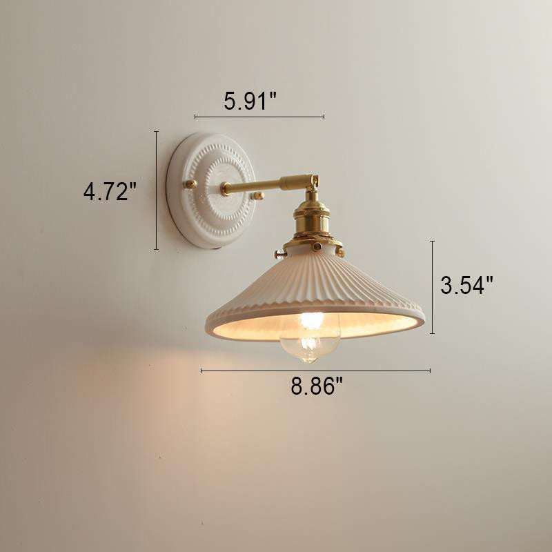 Ceramic & Brass Wall Sconce with Minimalist Contemporary Design for Bedroom, Living Room & Study | E26 Socket | Thomler