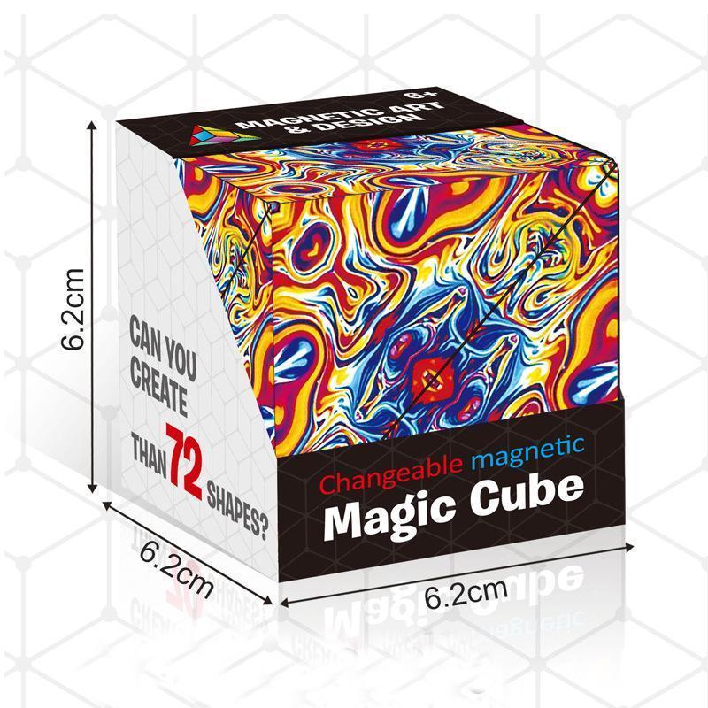 Magnetic Shape-Shifting Fidget Cube Puzzle Toy | Transforming Sensory Block for Stress Relief & Focus | Colorful Folding Brain Teaser for | Thomler