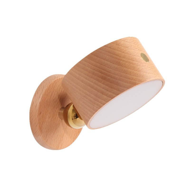 Rechargeable Magnetic Touch Control LED Accent Light for Hallway Bedroom Wall Sconce in Natural Wood Finish 3 in Wide 400 Lumens Ambient | Thomler