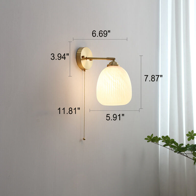 Wall Lamp Glass Brass 5.9 in Modern White Bedroom Bedside Living Room Sconce Lighting Fixture | Thomler