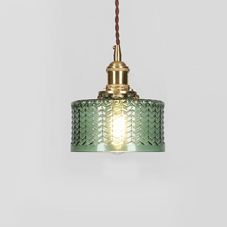 Glass Globe Hanging Ceiling Fixture Copper Accent Single Bulb Socket Asian Inspired Decor for Bedroom Entryway Dining Room Kitchen Island | Thomler