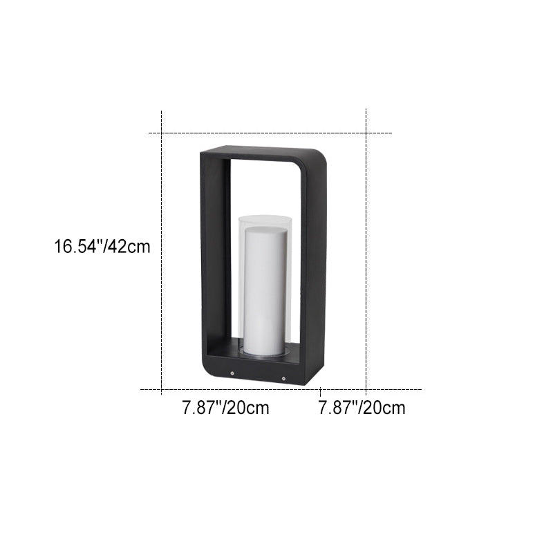 Outdoor Cube Post Light Black Steel LED Garden Pathway Stake for Yard Patio Walkway Deck Solar & Hardwired | Thomler