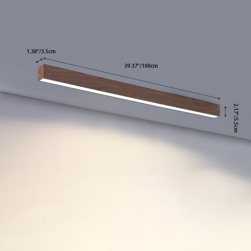 Ceiling Light Wood LED 120.0 cm Flush Mount Living Room Bedroom Linear Lamp Japandi Scandinavian Modern Lighting | Thomler