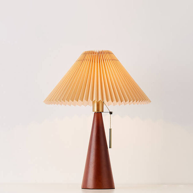 Wood Base Lamp with Fabric Shade E26 Socket for Bedroom Living Room Nightstand Desk Ambient Lighting Modern Asian Style Décor | Thomler