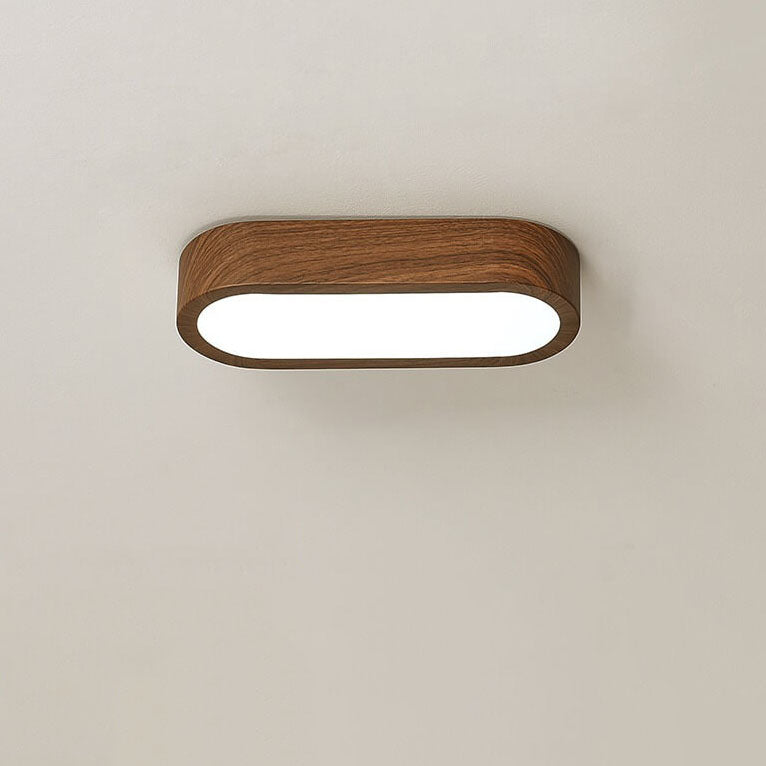 LED Wood Grain Ceiling Light Flush Mount – Modern Round Low Profile Fixture for Bedroom Living Room – Hardwired 8W Acrylic Shade Walnut & | Thomler