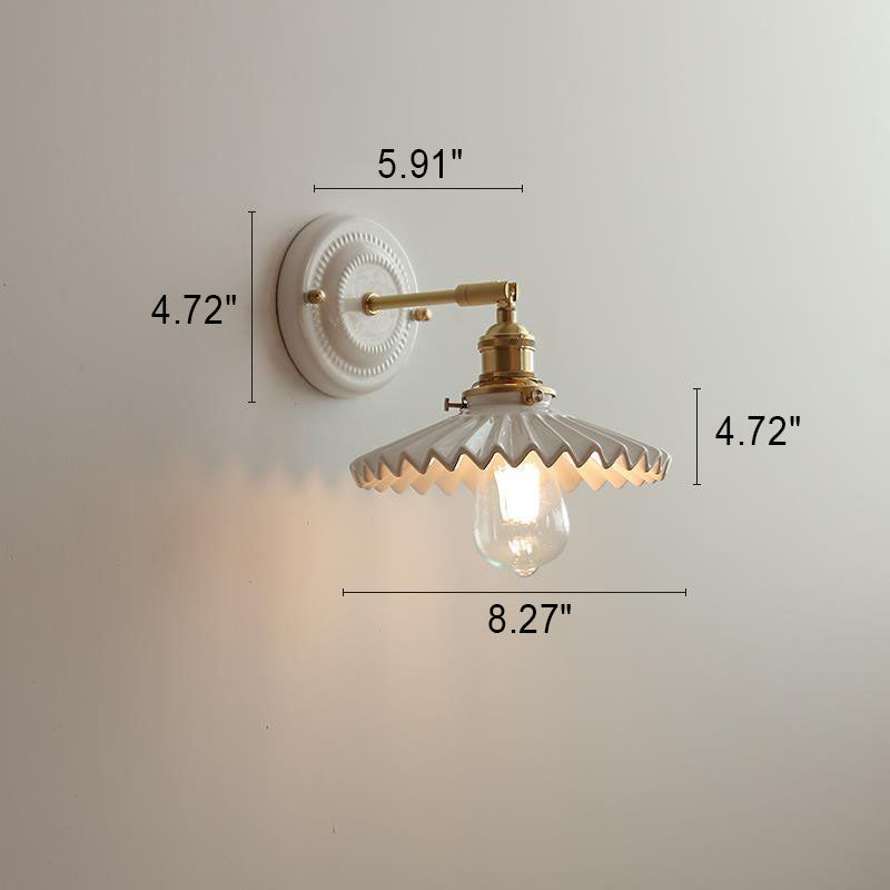 Ceramic & Brass Wall Sconce with Minimalist Contemporary Design for Bedroom, Living Room & Study | E26 Socket | Thomler