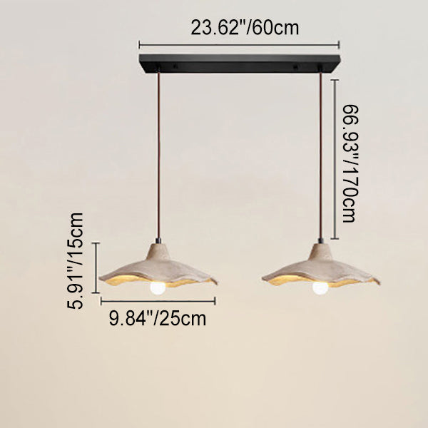 Chandelier Cement 9.8 in Pendant Industrial Lighting Pottery Yellow Living Room Bedroom Fixture | Thomler