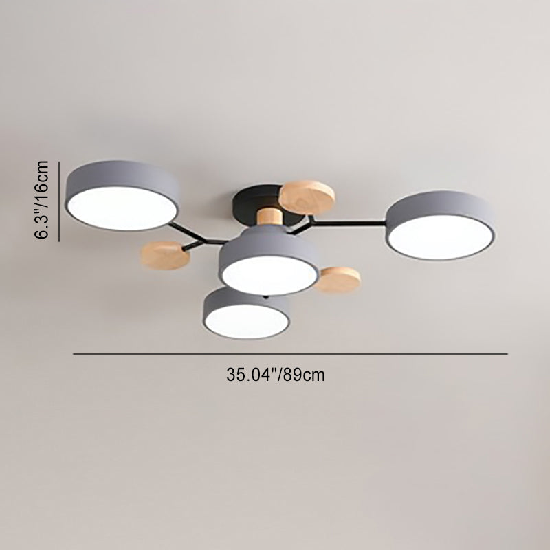 Modern Molecular LED Ceiling Light – Scandinavian Wood & Metal Flush Mount for Living Room, Bedroom & Kitchen | Thomler