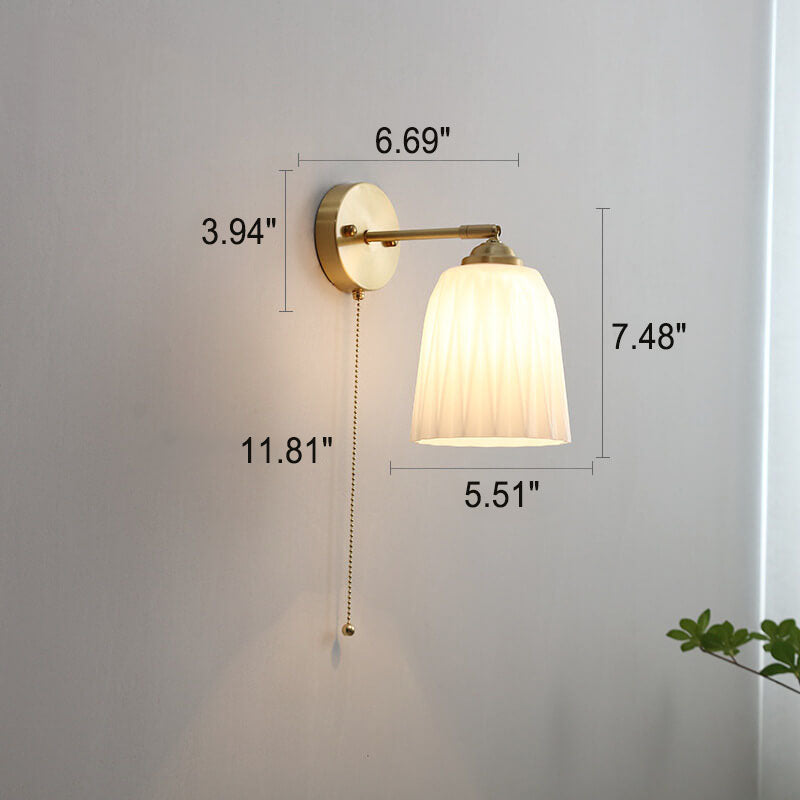 Wall Lamp Glass Brass 5.9 in Modern White Bedroom Bedside Living Room Sconce Lighting Fixture | Thomler