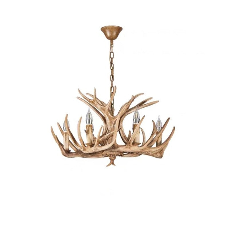 Antler-Inspired Rustic Hanging Light Fixture for Dining Room & Bedroom | Resin & Metal Design | E12 Candelabra Base | Thomler