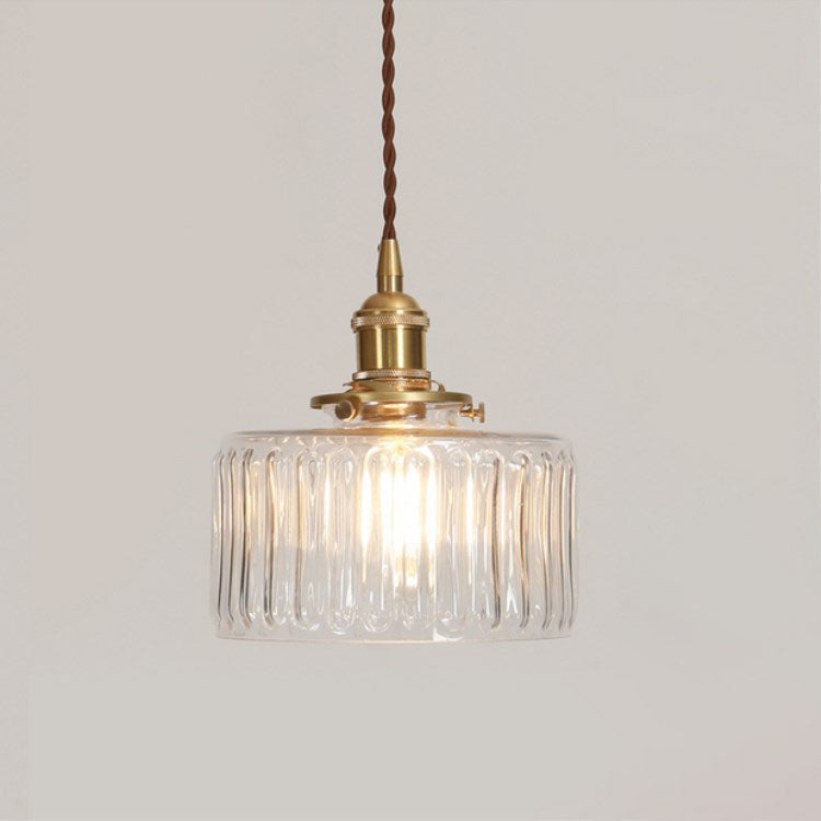 Glass Globe Hanging Ceiling Fixture Copper Accent Single Bulb Socket Asian Inspired Decor for Bedroom Entryway Dining Room Kitchen Island | Thomler