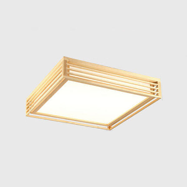 Flush Mount Ceiling Light Wood Acrylic 13.8 in LED Beige White Modern Bedroom Living Room Dining Room Lighting | Thomler