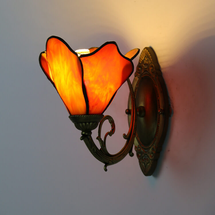 Wall Lamp Iron Resin 9.8 in x 7.9 in Glass Shade Blue Red Pink Clear Bronze Bedside Living Room Bedroom Study LED Incandescent Fluorescent Fixture | Thomler