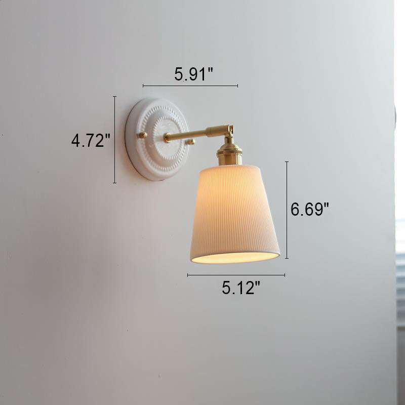Ceramic & Brass Wall Sconce with Minimalist Contemporary Design for Bedroom, Living Room & Study | E26 Socket | Thomler