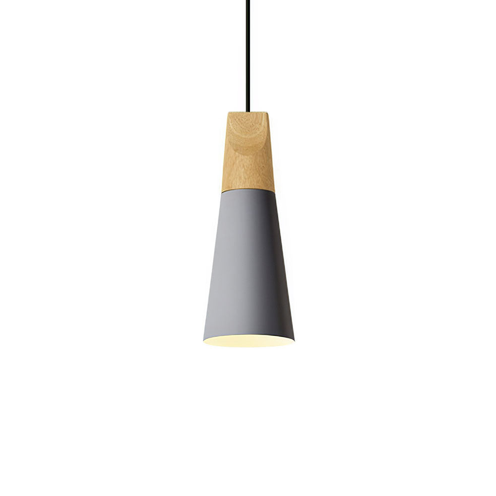 Modern Pendant Light Wood and Aluminum Drum Shade E27 Socket for Kitchen Dining Room Living Room | Thomler