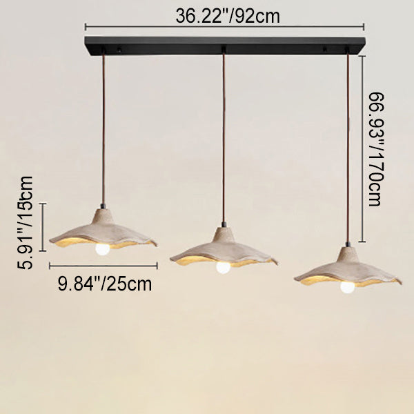 Chandelier Cement 9.8 in Pendant Industrial Lighting Pottery Yellow Living Room Bedroom Fixture | Thomler