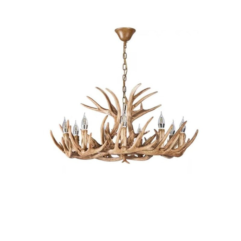 Antler-Inspired Rustic Hanging Light Fixture for Dining Room & Bedroom | Resin & Metal Design | E12 Candelabra Base | Thomler