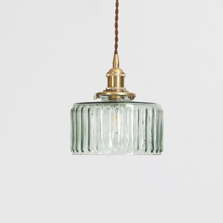 Glass Globe Hanging Ceiling Fixture Copper Accent Single Bulb Socket Asian Inspired Decor for Bedroom Entryway Dining Room Kitchen Island | Thomler
