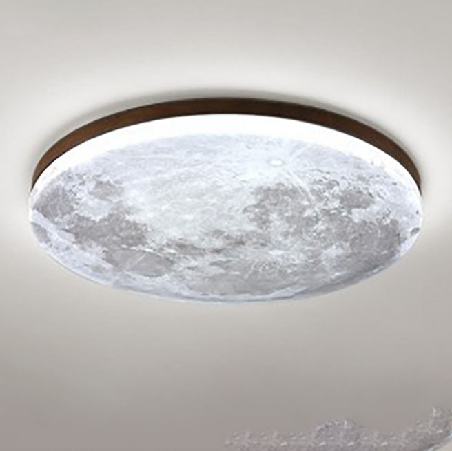 Circular LED Flush Mount Ceiling Light Wood Trim Acrylic Diffuser Hardwired Low Profile for Bedroom Hallway Kitchen Dining Room Entryway | Thomler