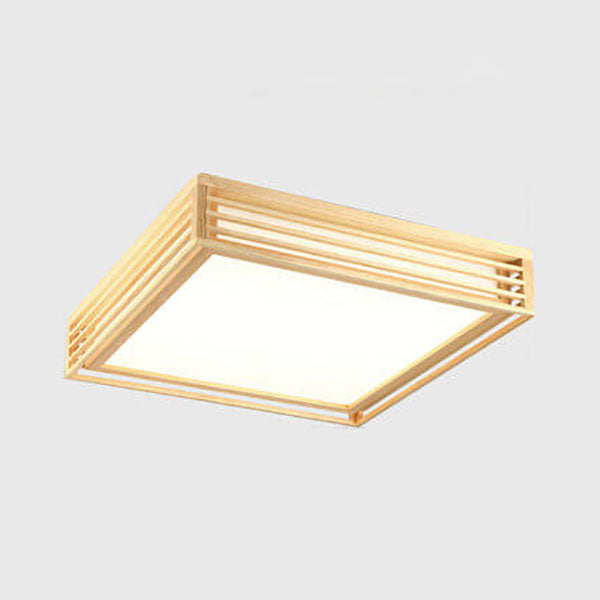 Flush Mount Ceiling Light Wood Acrylic 13.8 in LED Beige White Modern Bedroom Living Room Dining Room Lighting | Thomler