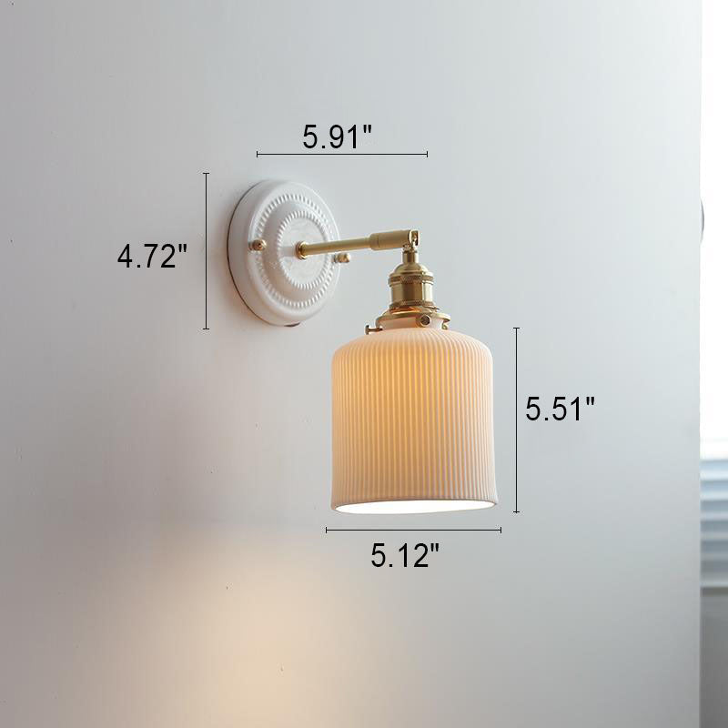 Ceramic & Brass Wall Sconce with Minimalist Contemporary Design for Bedroom, Living Room & Study | E26 Socket | Thomler